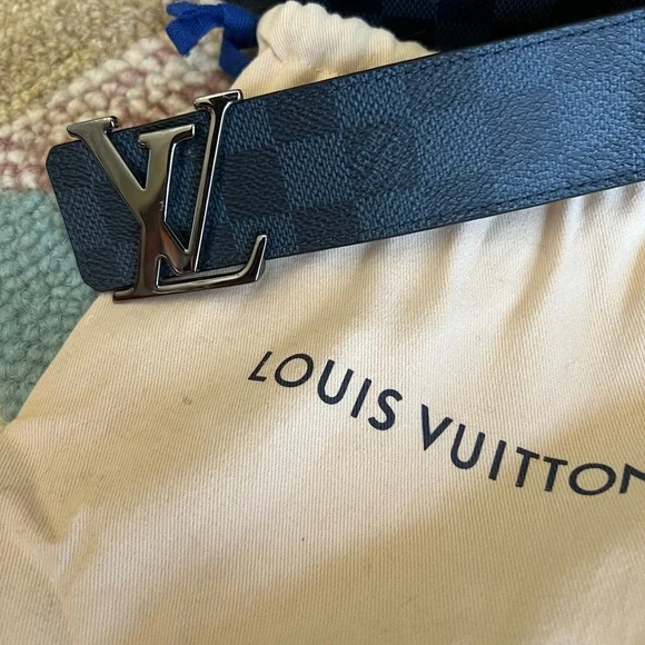 Louis Vuitton checkered belt with bag